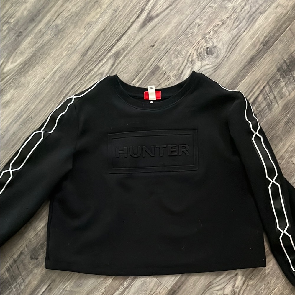 Hunter Black Sweatshirt with White Sleeve Accents